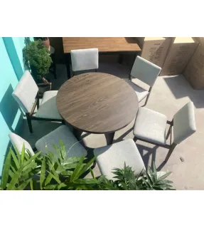 Bộ bàn tròn 6 ghế mặt gỗ đẹp